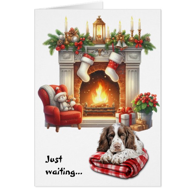 Perro English Springer Spaniel Esperando la Navida (Frente)