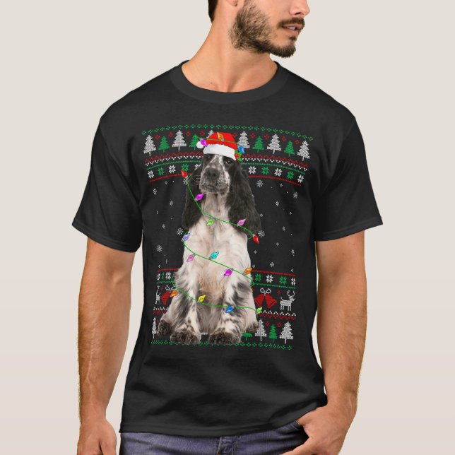 Perro English Springer Spaniel Navidad Suéter Feo (Anverso)