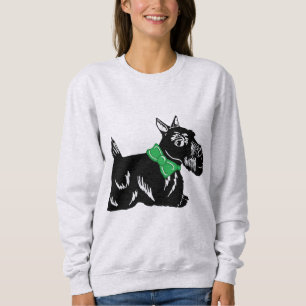 Perro escocés con sudadera de vaca verde