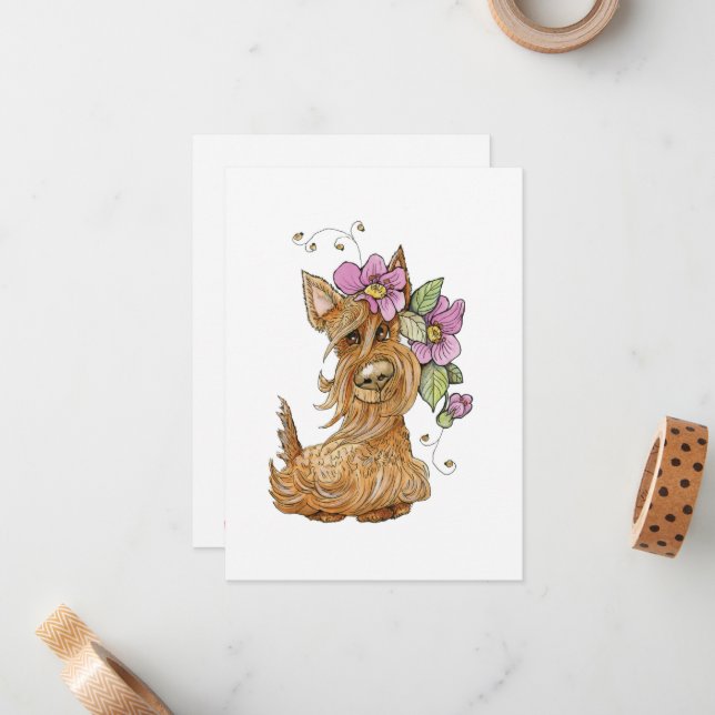 Perro escocés, perro escocés, tarjeta de nota esco (Anverso/Reverso In Situ)