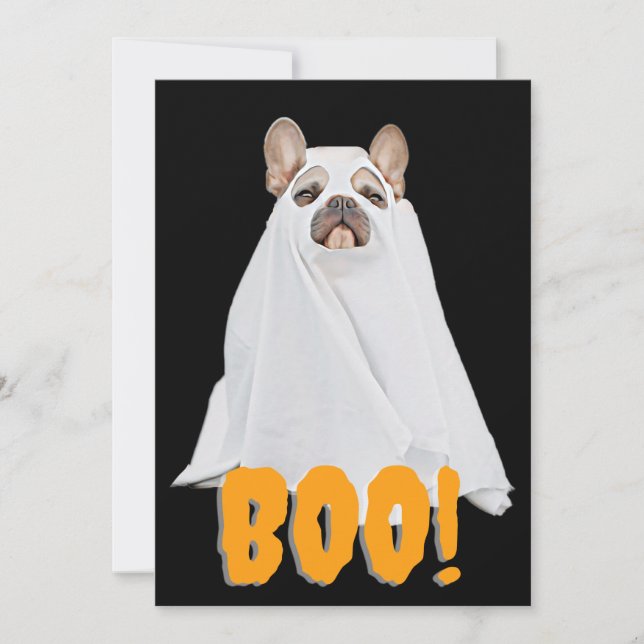 Perro fantasma - Invitación de Halloween de perro  (Anverso)