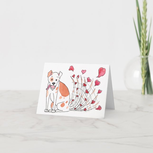 Perro feliz con la tarjeta de la tarjeta del día (Anverso)