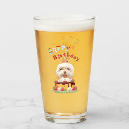 Perro feliz cumpleaños con pastel