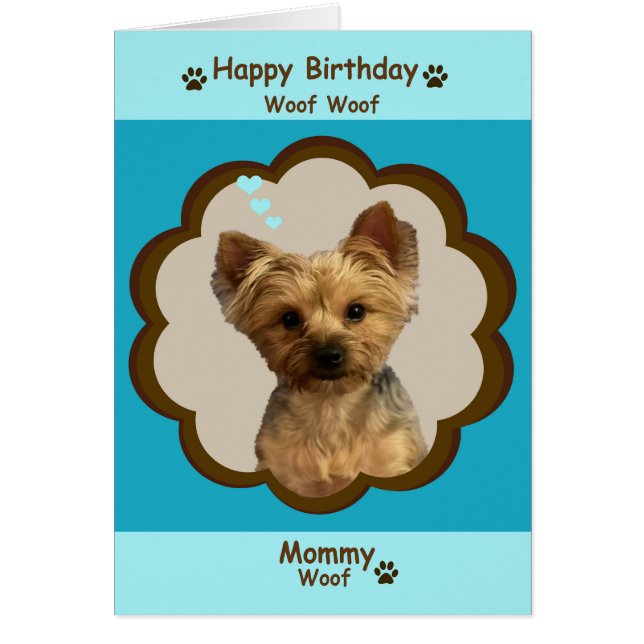 Perro Feliz cumpleaños, mamá de Yorkie con foto (Frente)