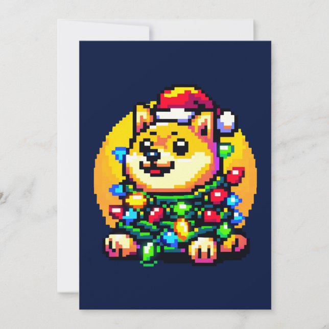 Perro Festivo - Luces de Navidad con Arte Pixel Ad (Anverso)