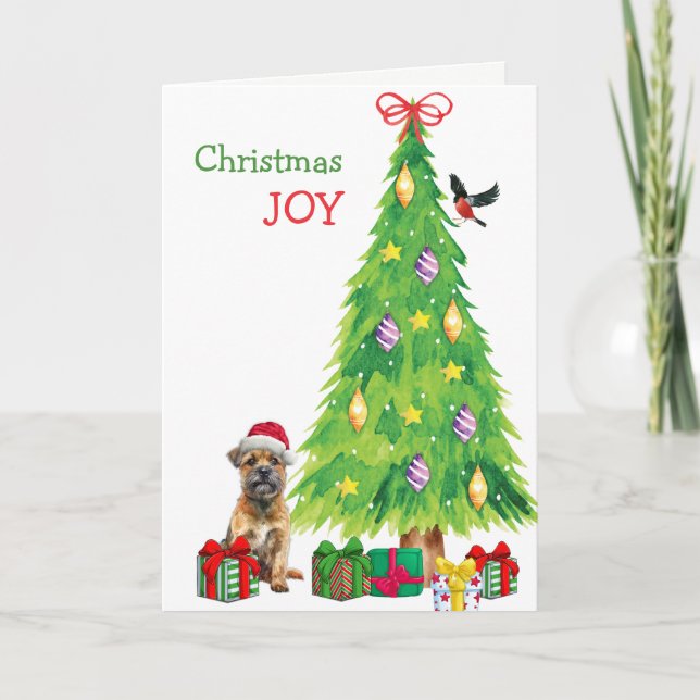 Perro fronterizo, pájaro y árbol de Navidad (Anverso)