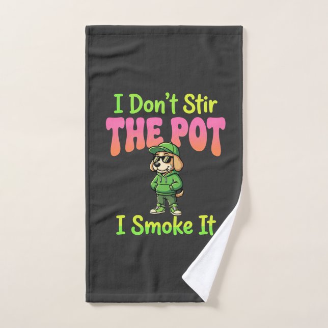 Perro fumeta divertido que fuma marihuana (Toalla de mano)