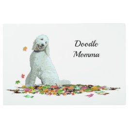 Perro garabato en hojas cita arte mural Metalizado