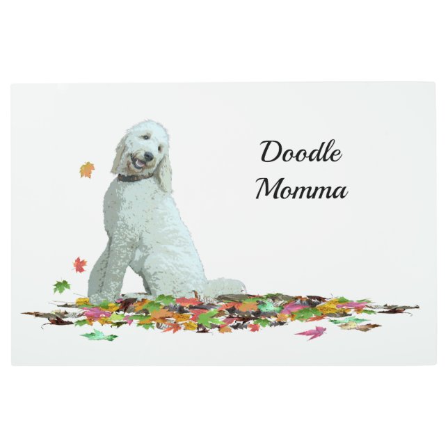 Perro garabato en hojas cita arte mural Metalizado (Anverso)