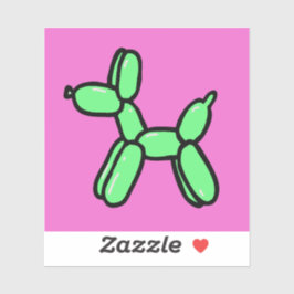 Perro globo en verde sobre Pegatina de vinilo rosa