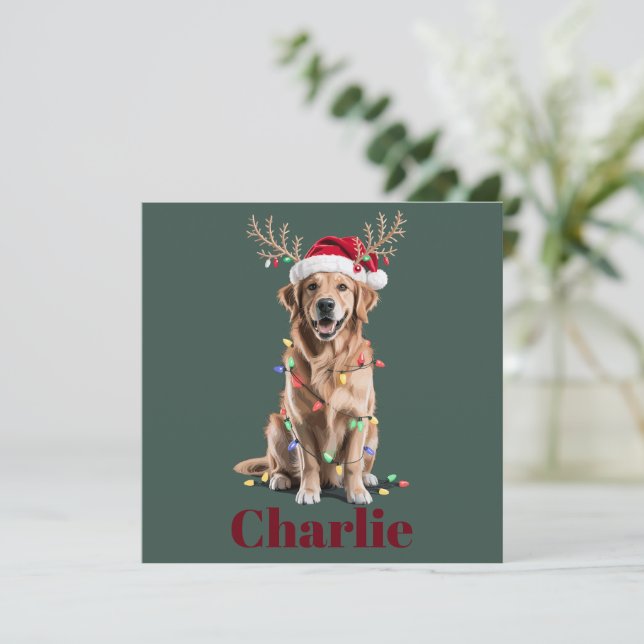 Perro Golden Retriever Navidad Nombre Personalizad (Anverso de pie)