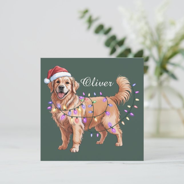 Perro Golden Retriever Navidad Nombre Personalizad (Anverso de pie)