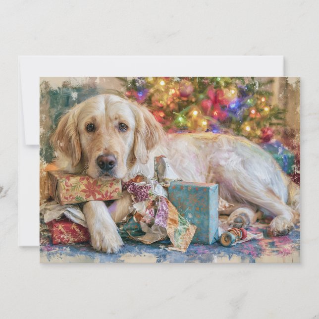 Perro Golden Retriever Presenta Navidad (Anverso)
