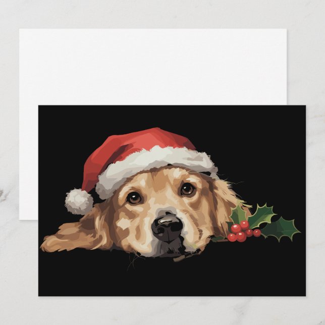 Perro Golden Retriever sombrero de Santa Navidad N (Anverso / Reverso)