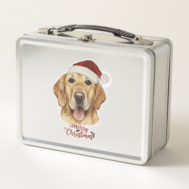 Perro Golden Retriver de Feliz Navidad (Anverso)