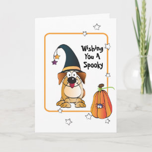 Perro gracioso con tarjeta de Gorra de brujas de H