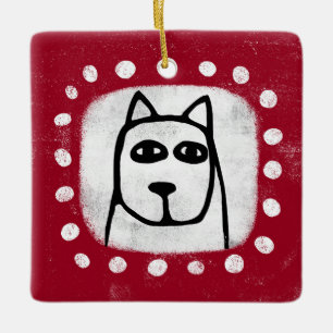 Perro Gracioso En Ornamento Rojo
