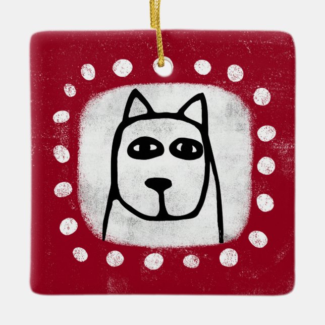 Perro Gracioso En Ornamento Rojo (Anverso)