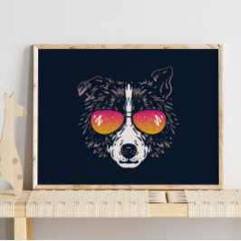 Perro gracioso | Impresión de pared de gafas de so