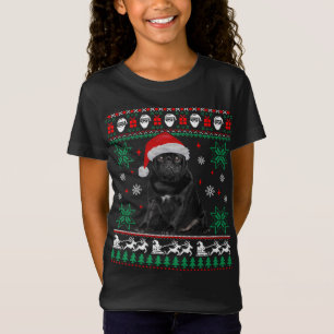 Perro gracioso Pug negro Navidades feos suéter