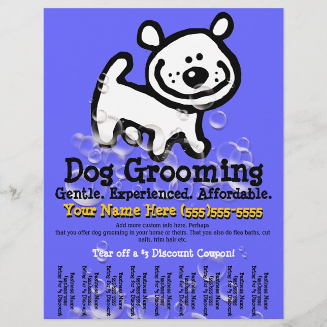 Perro Grooming. Personalizable Hoja promocional de (Frente)