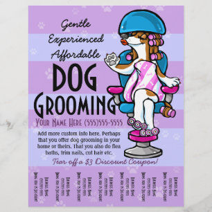 Perro Grooming. Personalizable Hoja promocional de