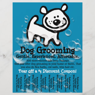 Perro Grooming. Personalizable Hoja promocional de