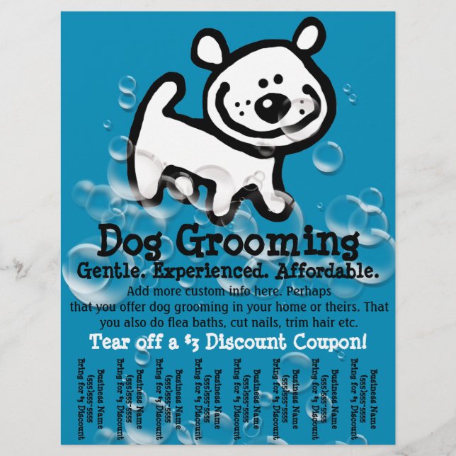 Perro Grooming. Personalizable Hoja promocional de (Frente)