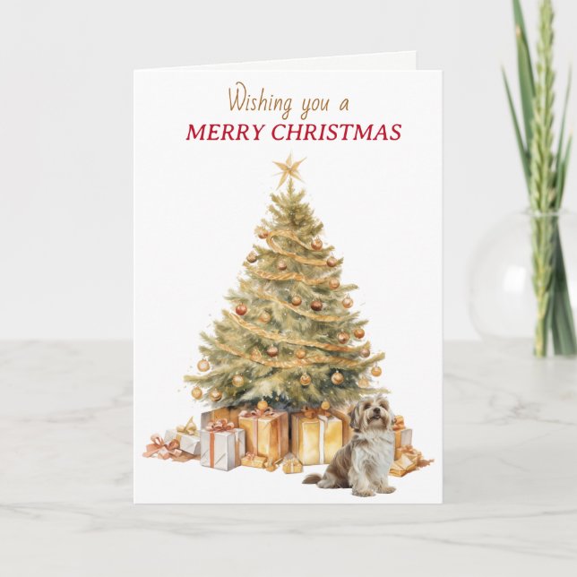 Perro Havanés del árbol de Navidad dorado (Anverso)