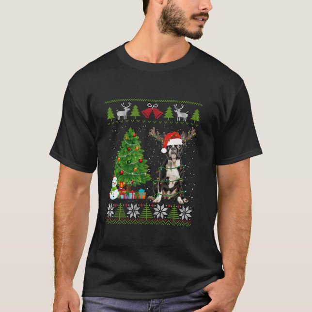 Perro horrible de Boston Perro Santa Hat suéter fe (Anverso)