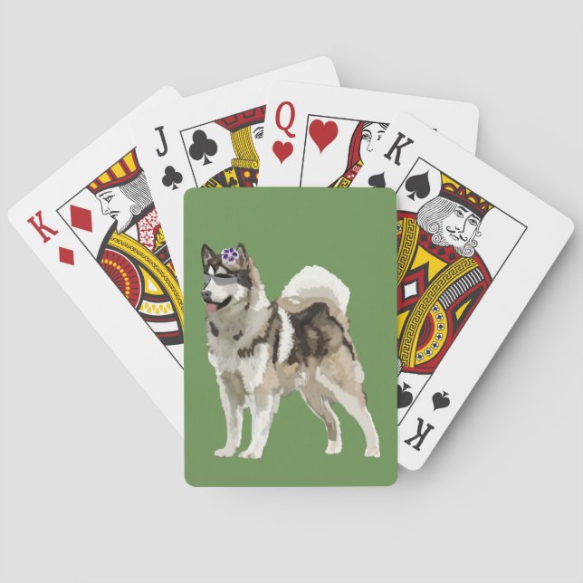Perro, Husky dog Art Jugando Cartas (Reverso)