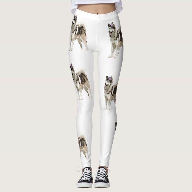 Perro Husky, Perro Amo Personalizados Leggings (Anverso)