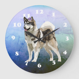 Perro Husky, reloj de pared de arte Husky