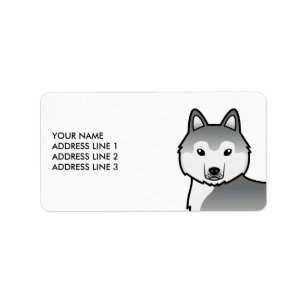 Perro Husky Siberiano Plateado & Etiqueta de Texto