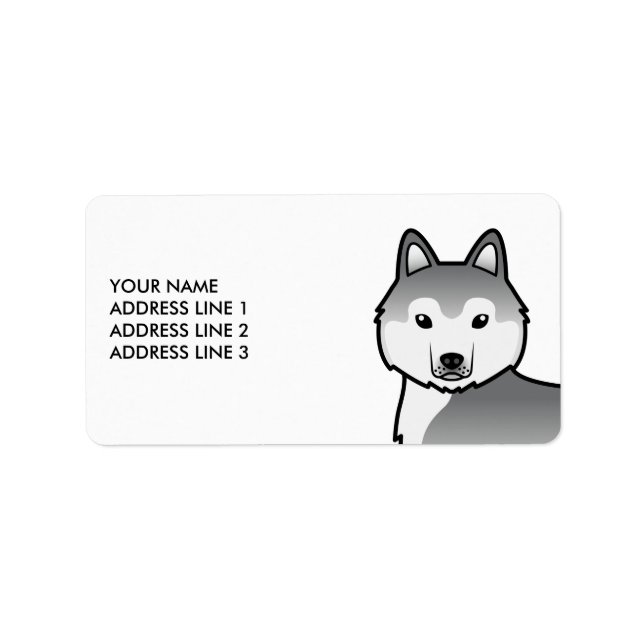 Perro Husky Siberiano Plateado & Etiqueta de Texto (Frente)
