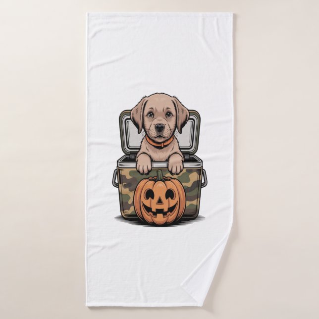Perro labrador marrón Halloween espeluznante (Toalla de baño)