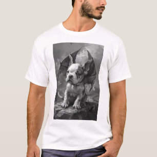 Perro lindo con alas de dragón   Camiseta artístic