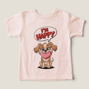 Perro lindo con un corazón rosado y un mensaje ale