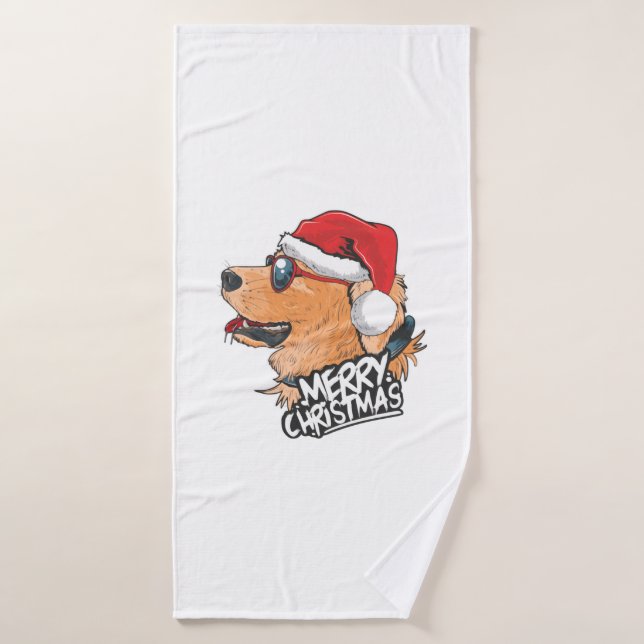 Perro lindo en el Gorra de Navidades (Toalla de baño)