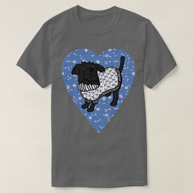 Perro lindo en invierno suéter corazón azul Valent (Diseño del anverso)