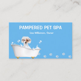 Perro lindo en la tarjeta de visita Groomer Mascot