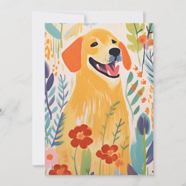 Perro lindo en un jardín (Anverso)