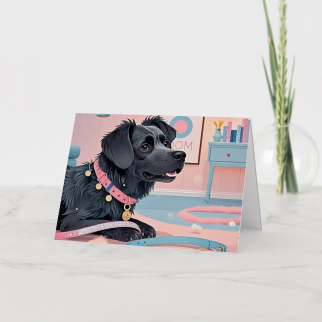 Perro lindo rosa azul brillantes mamá de perro (Anverso)