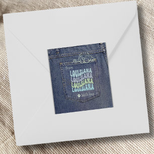 Perro Louisiana en el Pegatina de Jean Pocket Squa