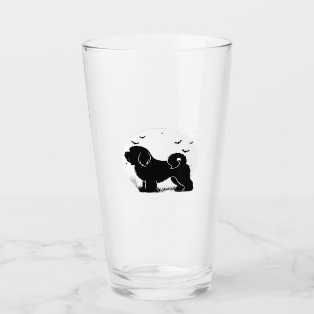 Perro Lowchen � Silueta de la Luna de Halloween Ca (Anverso)