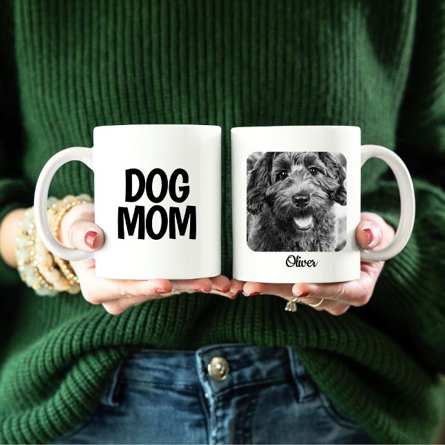 Perro Mamá foto taza con nombre de perros (DOG MOM MUG WITH PHOTO AND DOGS NAME, MAKES A CUTE GIFT FOR HER)