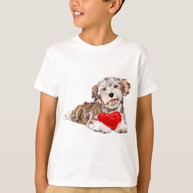 Perro Mascota con camiseta de regalo de corazón (Anverso)