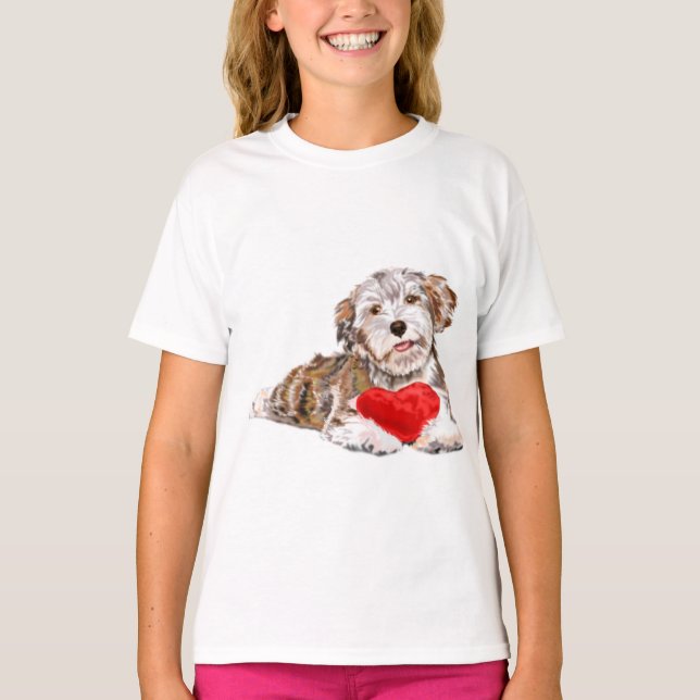 Perro Mascota con camiseta de regalo de corazón (Anverso)