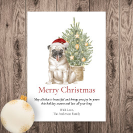 Perro Mascota de pug y árbol de Navidad