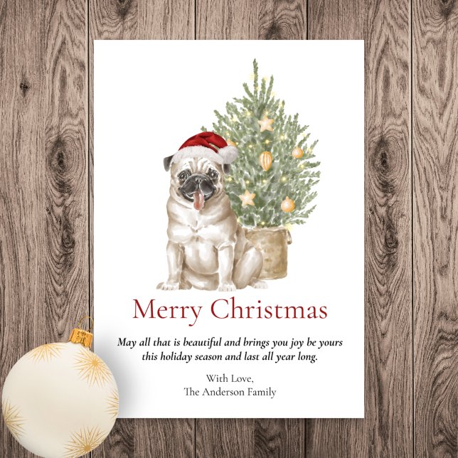 Perro Mascota de pug y árbol de Navidad (Subido por el creador)